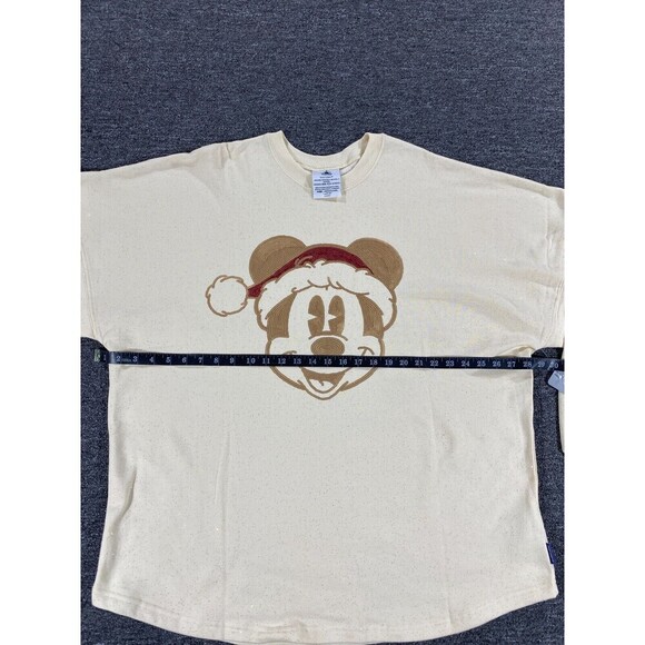 Spirit Jersey Sweater Adult 2XL XXL Beige Disney Mickey Santa Sequined Holiday - Picture 3 of 16